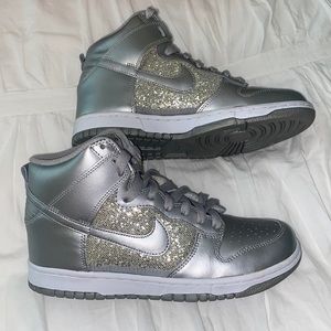 Silver metallic NIKE high tops with sequins!!
